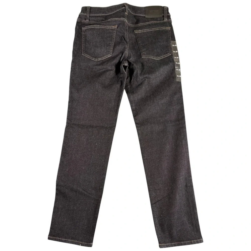 Express Jeans Mens 31x30 Black Denim Dark Wash Hyper Stretch Slim Fit Straight